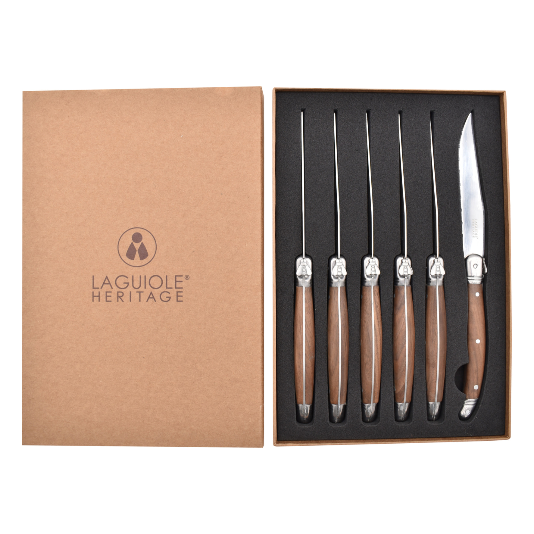 Set couteaux à steak manche en bois de noyer 6pcs