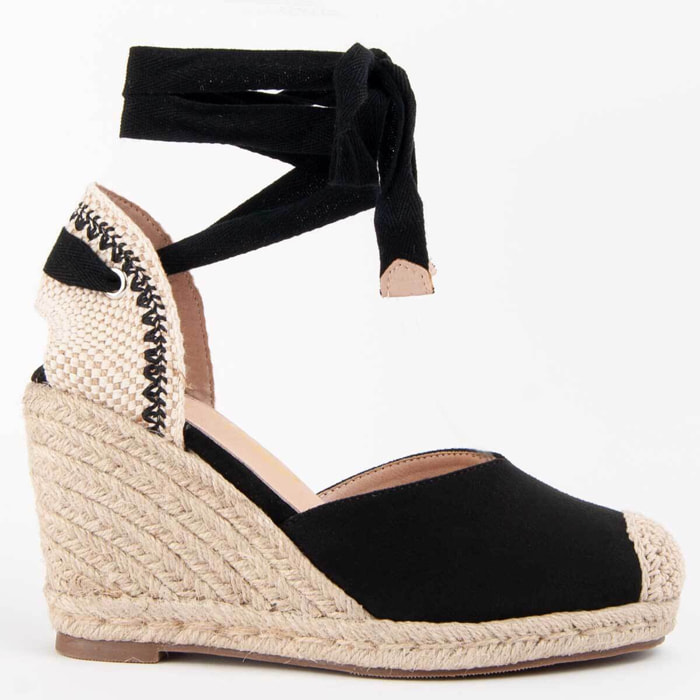 Alpargata De Cuña - Negro - Altura: 8 Cm