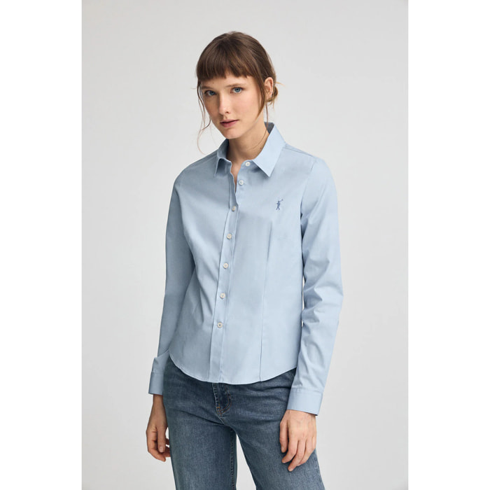 Camisa azul celeste de corte slim con logo Rigby Go