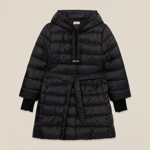 Oltre - Piumino midi con profili gioiello - Nero