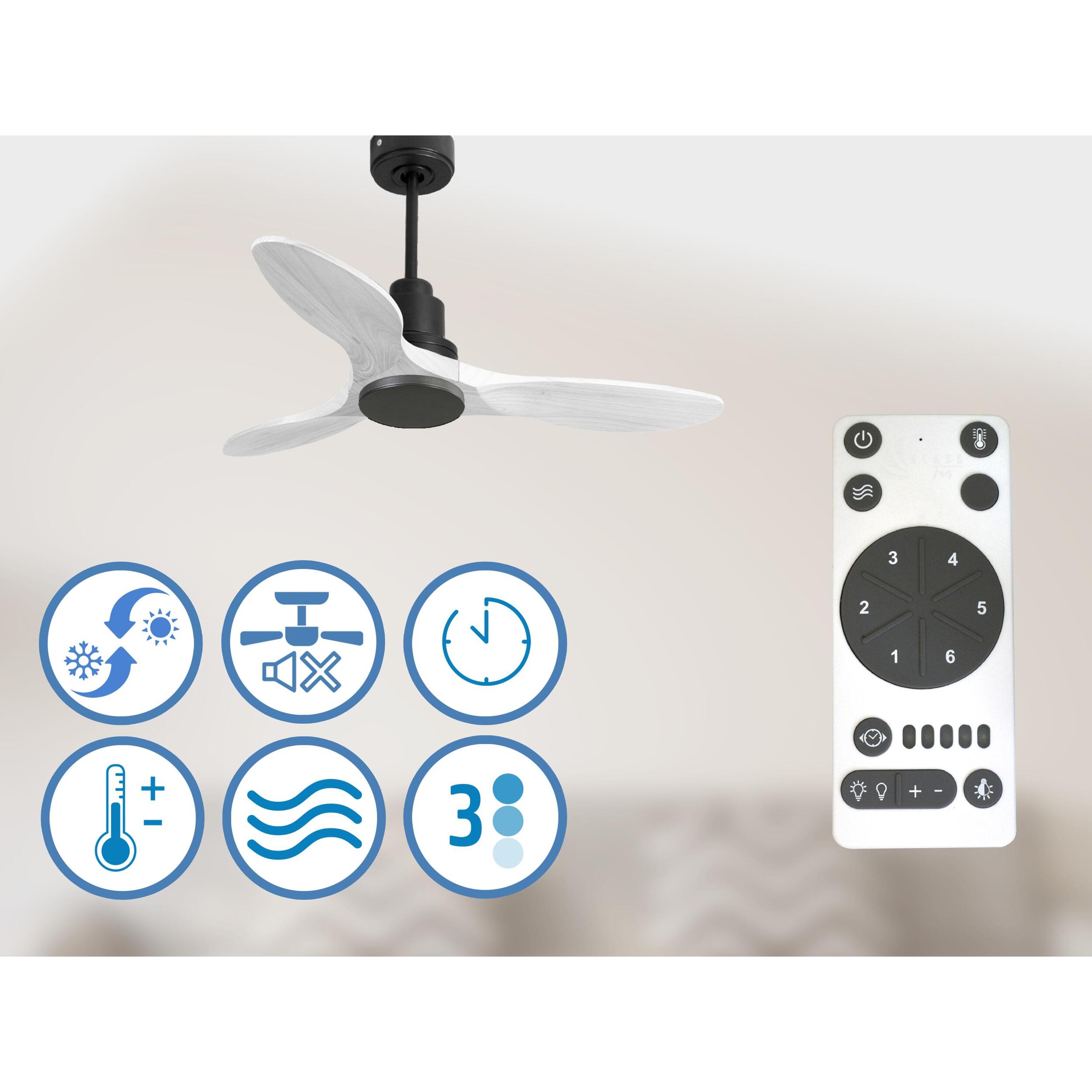 Ventilador de techo Modo Invierno/Verano Termostato Wifi Motor DC Techos Inclinados Mando a Distancia Hypersilence Memoria Vendible Shopify (AUTOMATICO) LimaD106C0464568 PURLINE