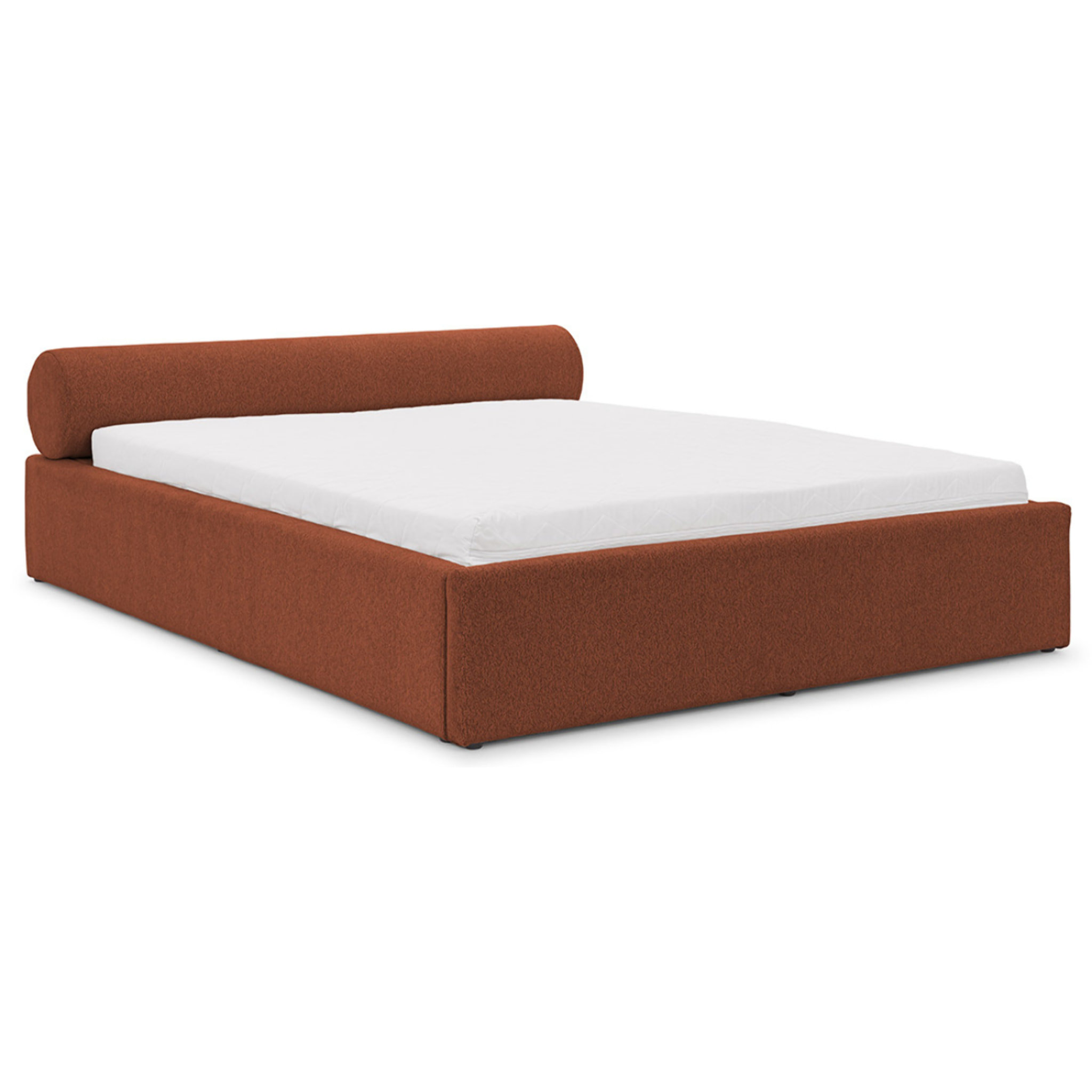 Billy - lit coffre - 180x200 cm - en tissu texturé - sommier inclus - Terracotta