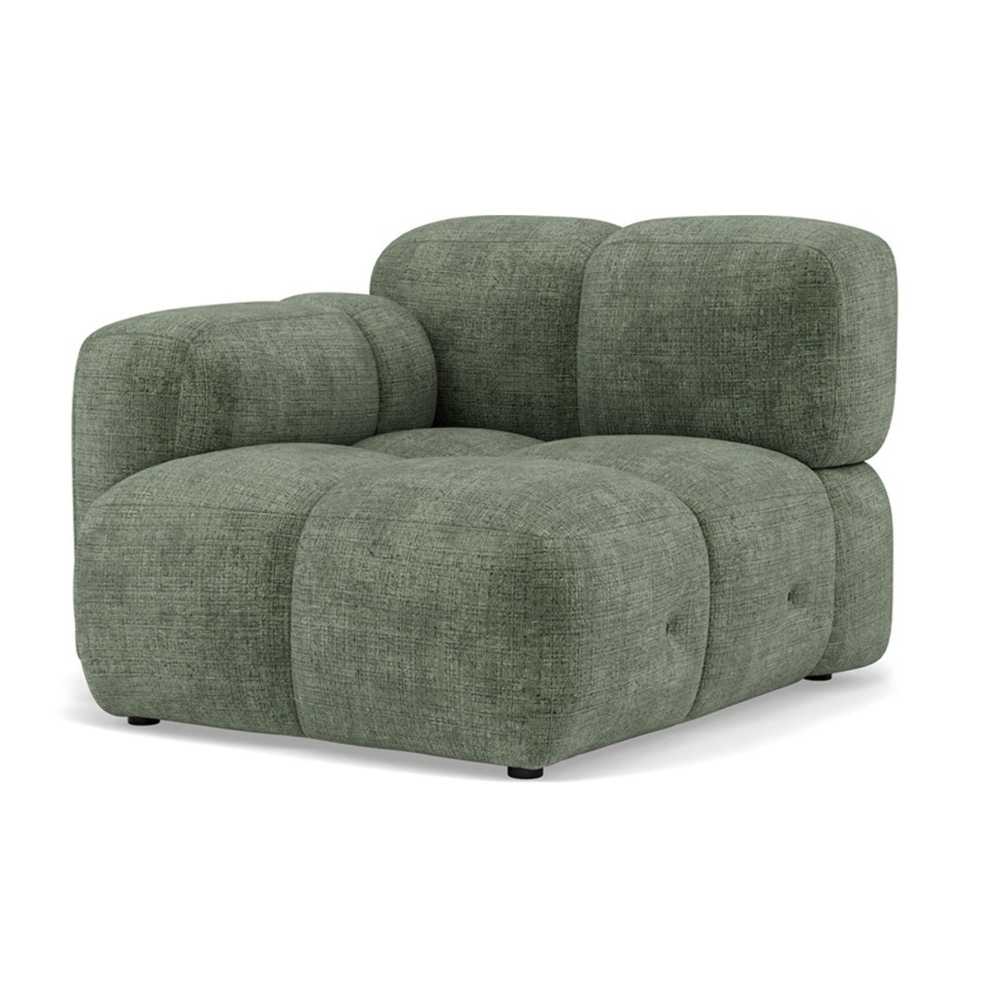 Grace - module d'assise gauche en velours texturé - Vert sauge