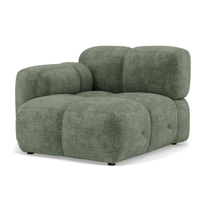 Grace - module d'assise gauche en velours texturé - Vert sauge