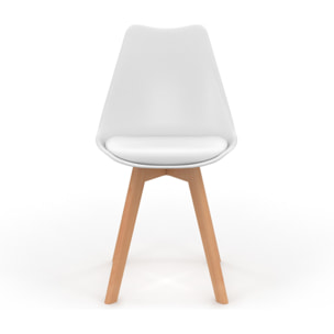 Chaises Nordia pieds bois de hêtre - Blanc