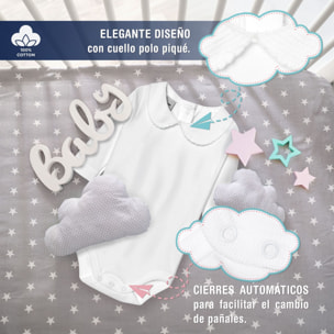 Body bebé manga larga cuello polo piqué