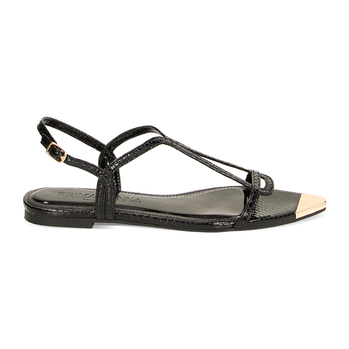 Sandali bassi neri in pitone