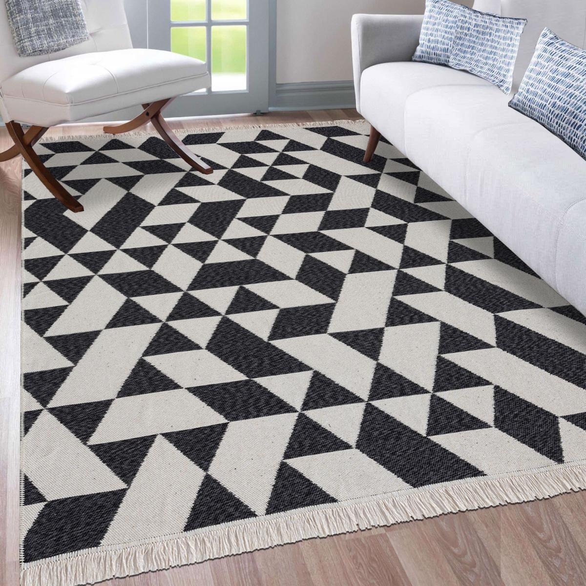 Tapis kilim reversible en coton motif géométrique BI