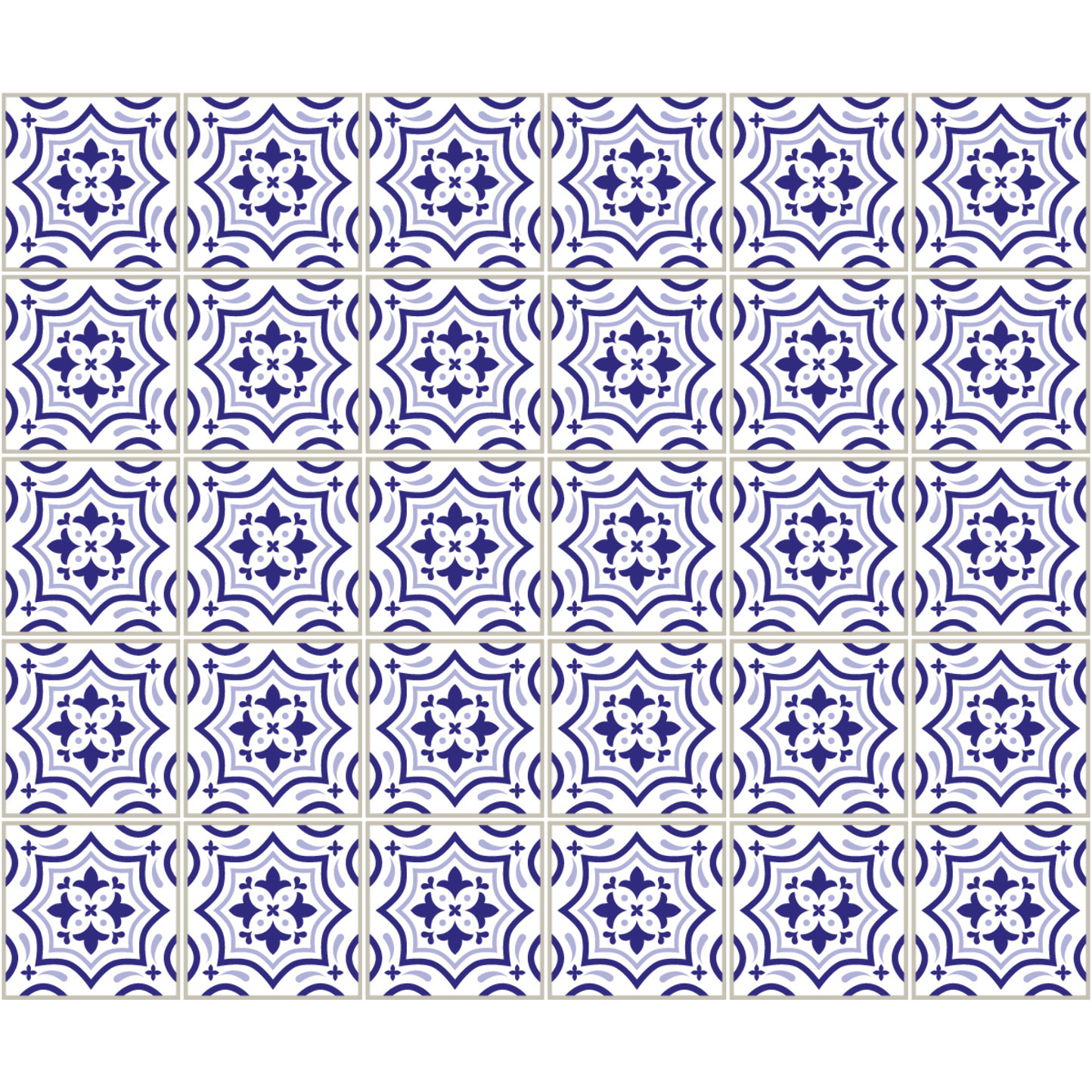 Stickers muraux - Sticker Mural Carrelage adhésif Cuisine Salle de Bain - 30 STICKERS CARRELAGES AZULEJOS TEOFILO