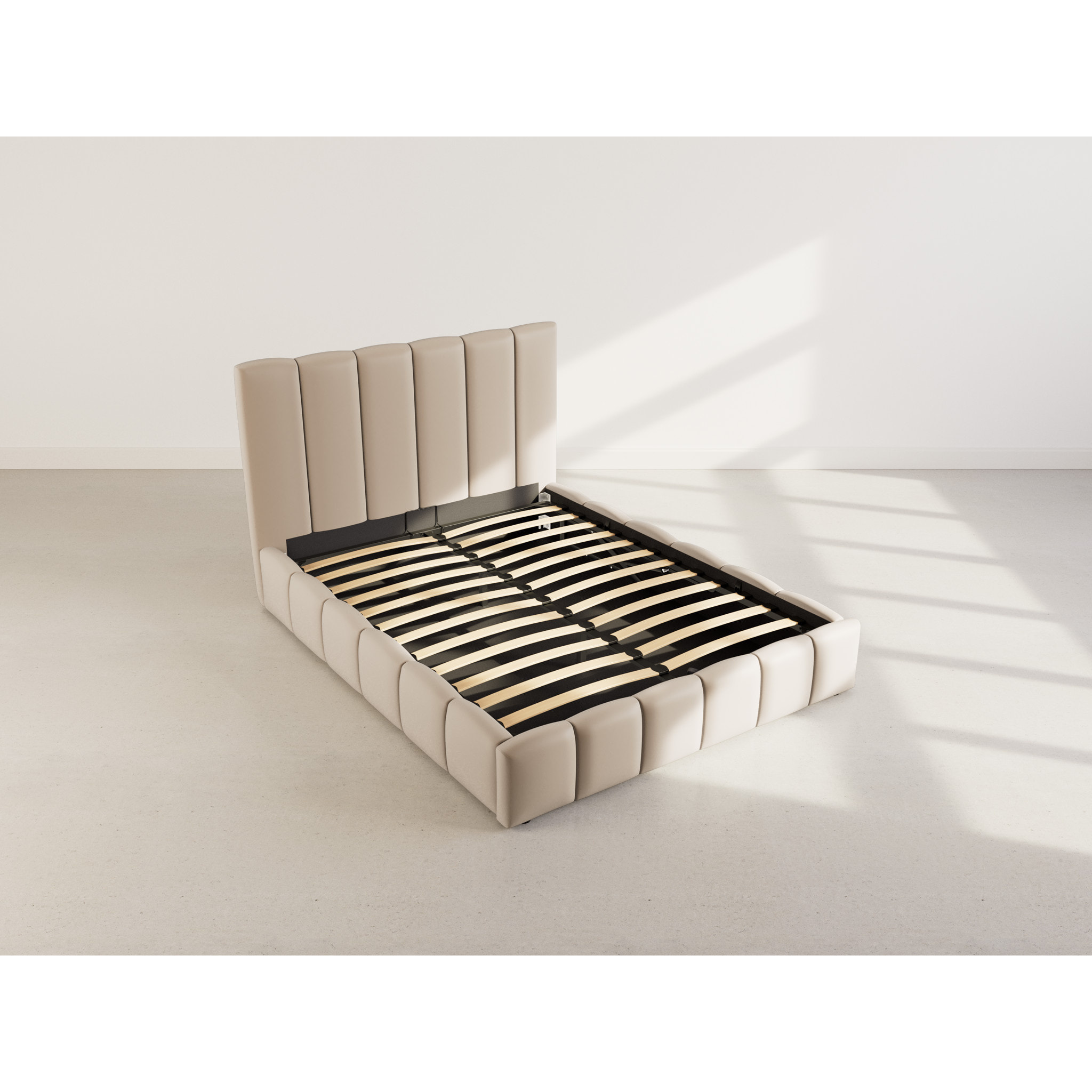 Mermaid - lit coffre - 160x200 cm - en velours - sommier inclus - Taupe