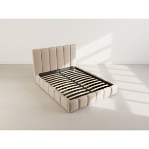 Mermaid - lit coffre - 160x200 cm - en velours - sommier inclus - Taupe