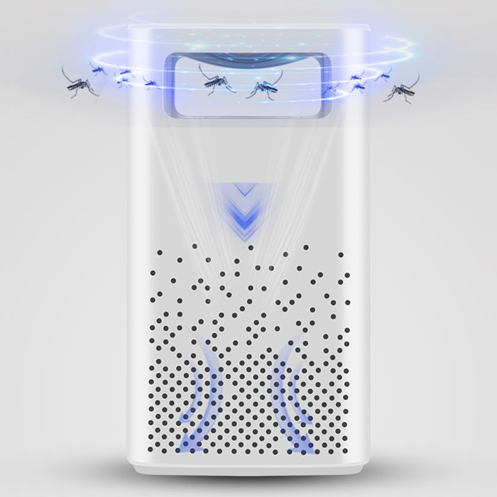 Atrapa mosquitos eléctrico, con luz led, aspirador y depósito.