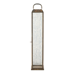 Lanterna alta Herslev in vetro e metallo effetto ottone antico 12x12x60 cm