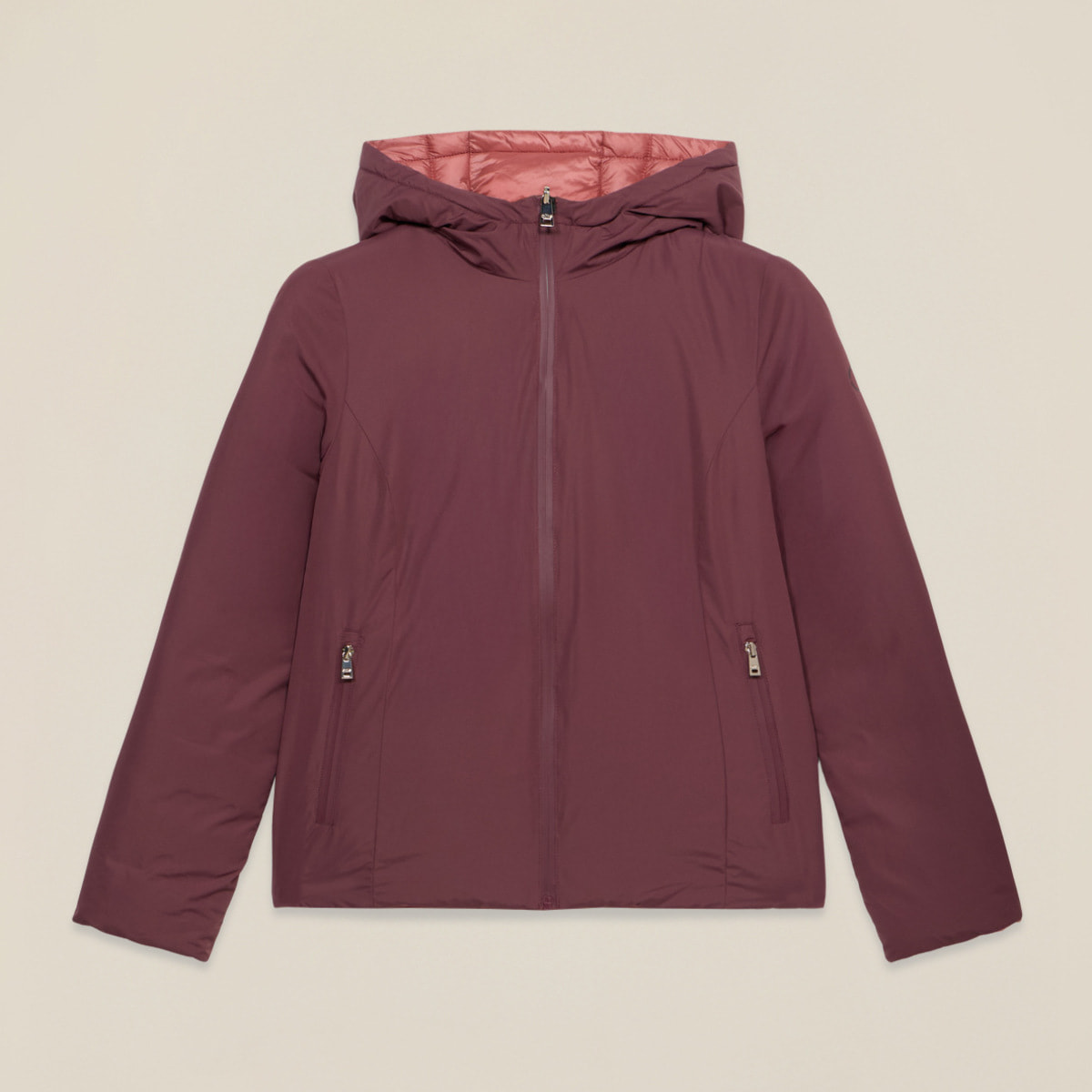 Oltre - Piumino lightweight corto con cappuccio - Bordeaux