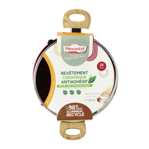 Faitout 24cm avec revêtement céramique rouge - tous feux COLORAMA