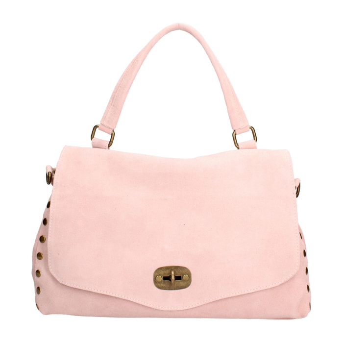 Borsa a mano da donna Made in Italy - Modello Zelia Elite - Pelle scamosciata - 37.0 x 22.0 x 15.0 cm