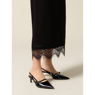 Oltre - Gonna tubino in scuba e pizzo - Nero