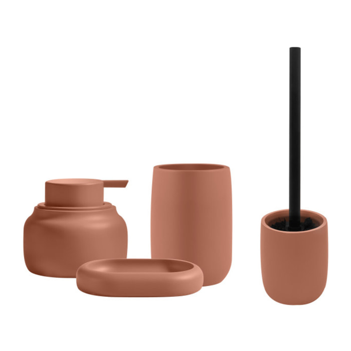 Brosse WC ZAC en polyrésine – finition terracotta mate, design moderne et minimaliste