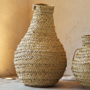 Grand panier déco amphore - Naturel
