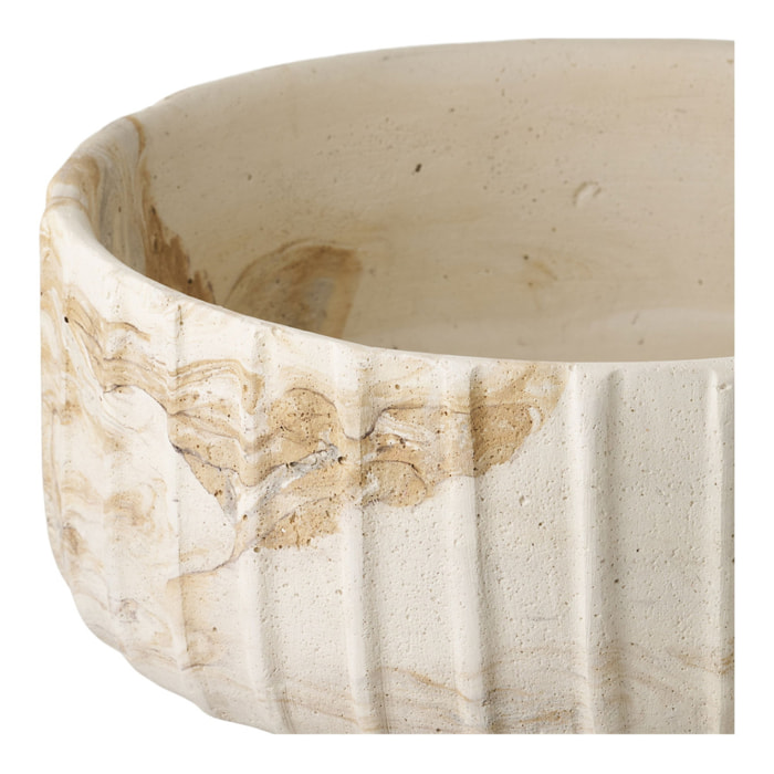 Vaso coppa in cemento marrone e beige con base a colonna ø20,5x18,5 cm