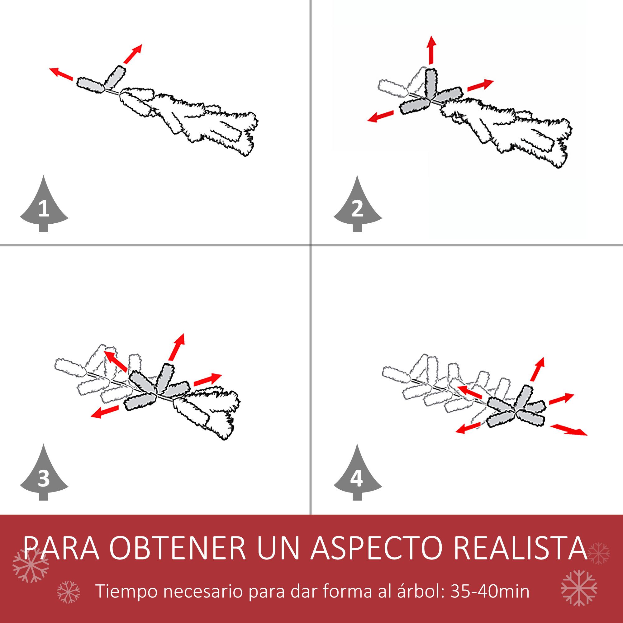 Árbol de Navidad Artificial 240 cm Ignífugo con 1499 Ramas con 2 Tipos de Puntas de PVC Base Plegable y Soporte de Acero Decoración Navideña de Interior Verde