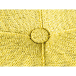 Pouf contenitore in tessuto giallo trapuntato, cm 34x34x40