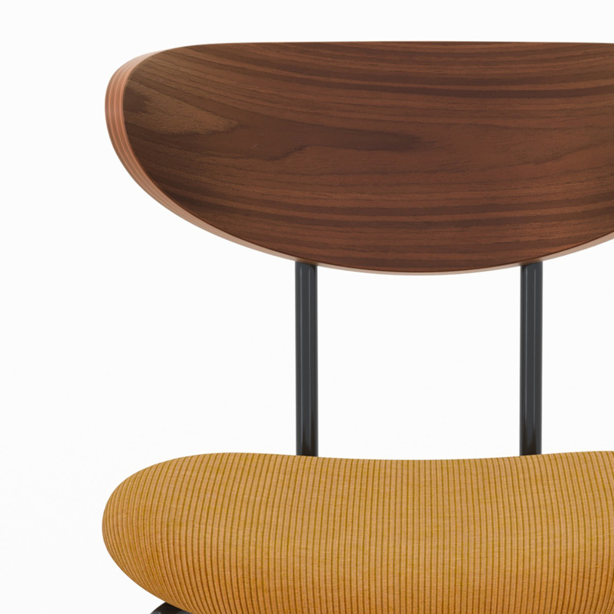 Lot de 2 chaises en velours côtelé jaune moutarde et bois de noyer - Jade