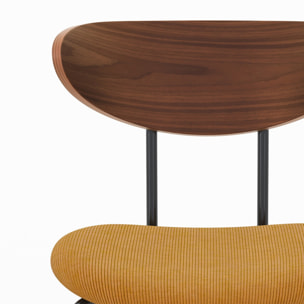 Lot de 2 chaises en velours côtelé jaune moutarde et bois de noyer - Jade