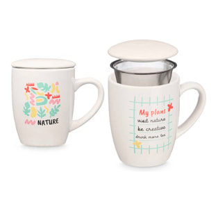 Set di 2 tazze in porcellana design Nature. Capacità di 340 ml. Assortimento di 2 design.