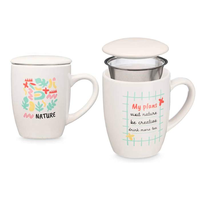 Set di 2 tazze in porcellana design Nature. Capacità di 340 ml. Assortimento di 2 design.