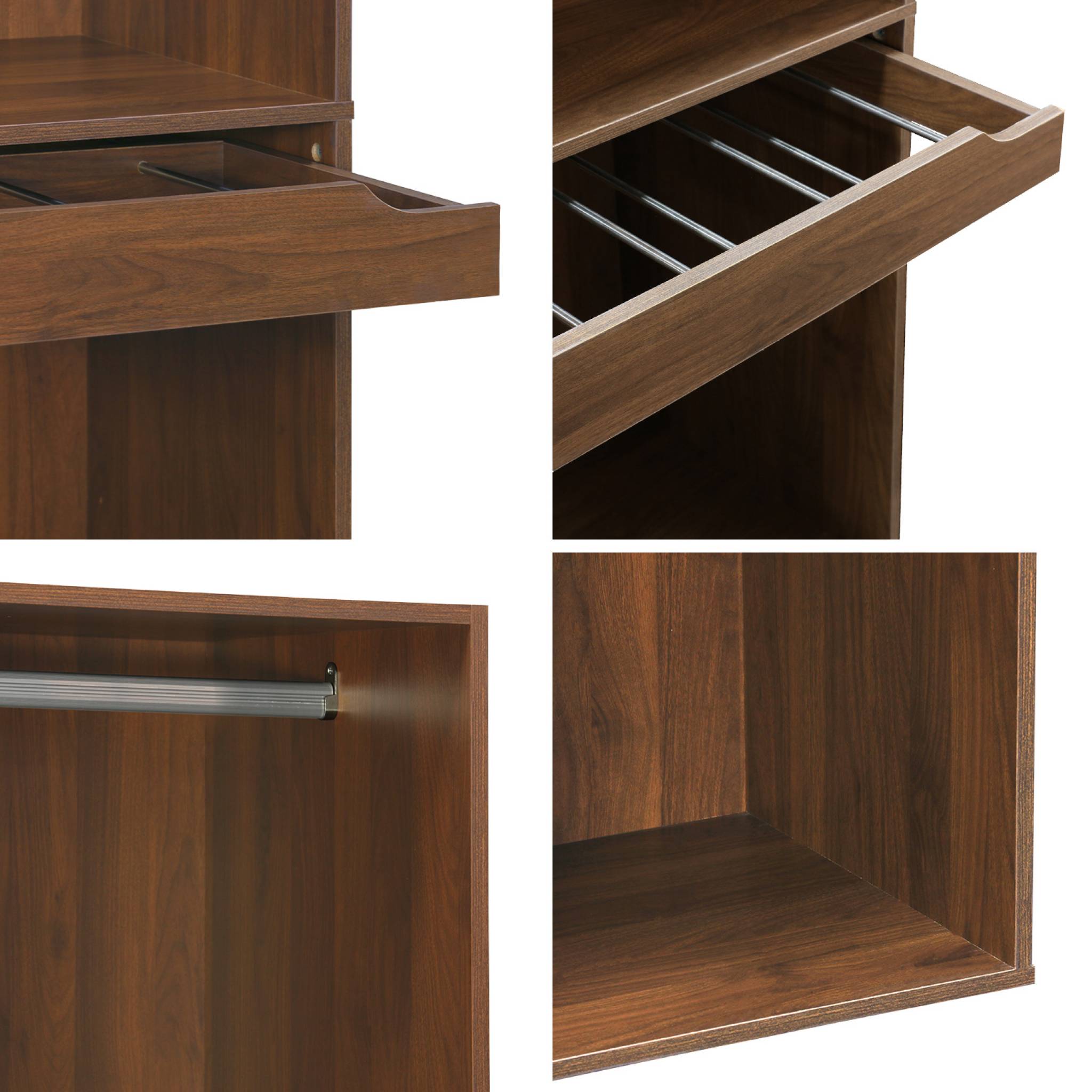 Module dressing décor bois avec penderie et porte-pantalons NEPAL