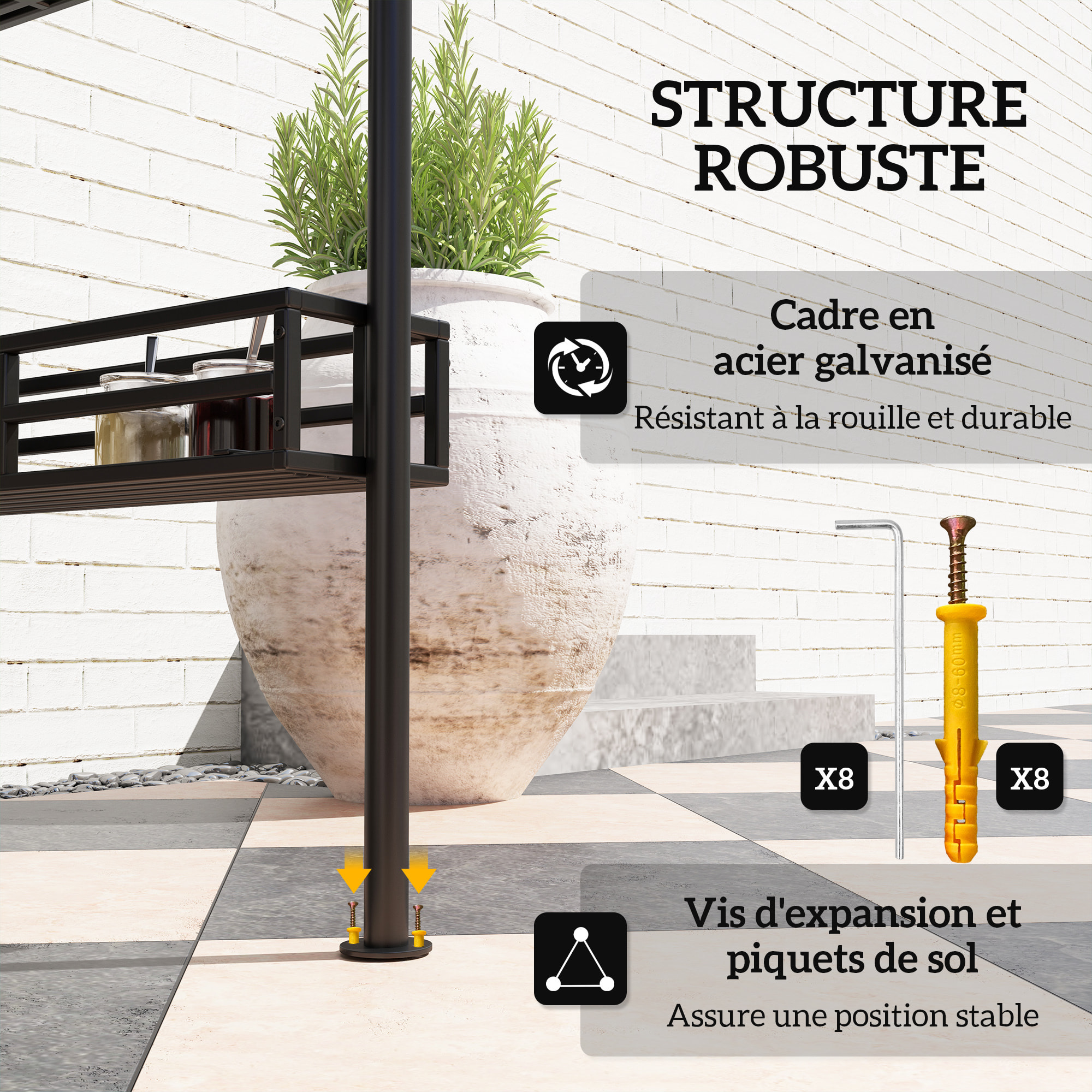 Abri pour barbecue - pavillon pour barbecue - barnum - 4 étagères - métal noir tissu anthracite