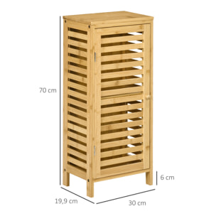 Mueble Auxiliar de Baño de Bambú Armario de Baño Moderno con Estantes Ajustables Mueble de Almacenaje para Salón Cocina Antivuelco 30x19,9x70 cm Natural