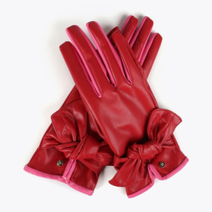 Guanti Effetto Pelle con Fiocco