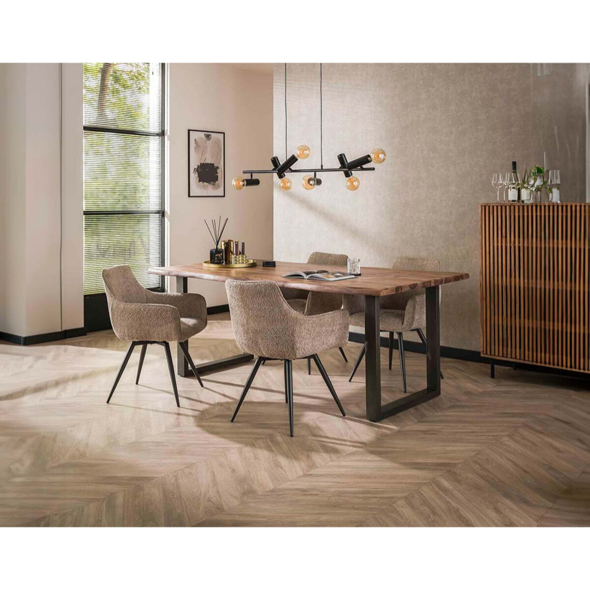 Boha - lot de 2 fauteuils pivotants - en tissu bouclette sable - Sable