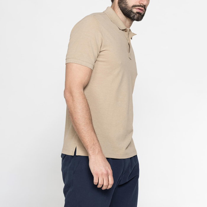 POLO MANICA CORTA IN COTONE E LINO
