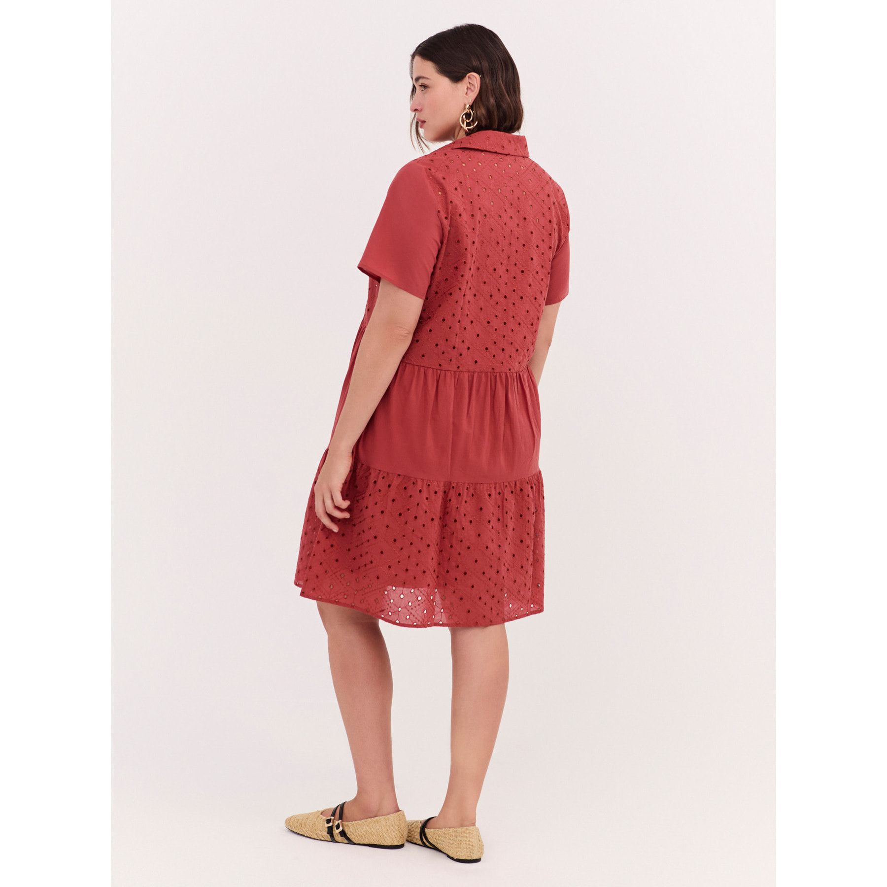 Fiorella Rubino - Vestido con volantes Smile en color sangallo - Naranja sol