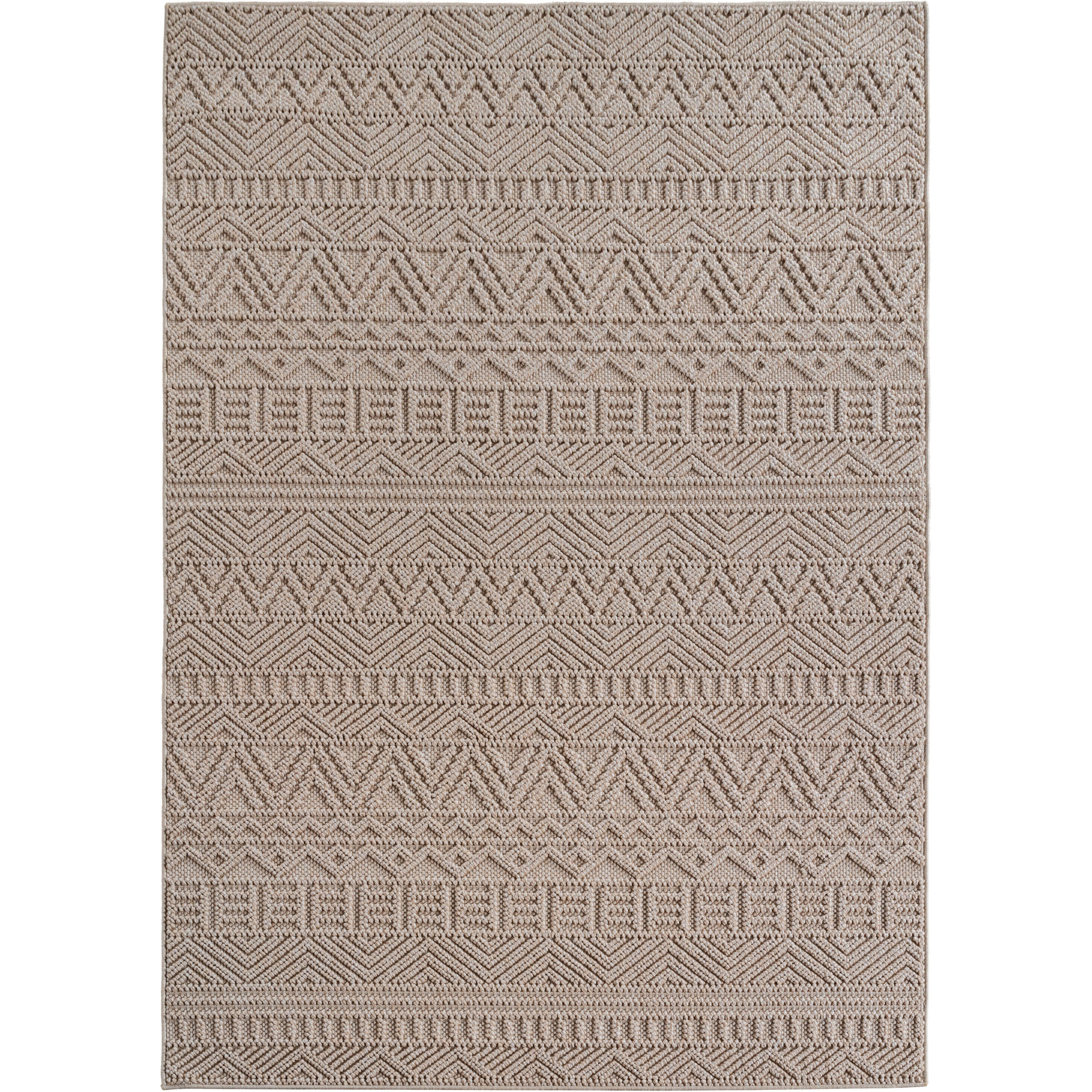 HELIX - Tapis moderne effet laine bouclé à motif berbère en relief beige