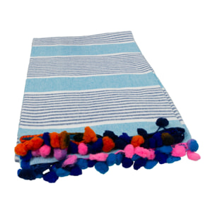 Telo Mare Fouta Modello Multicolor Con Pon Pon