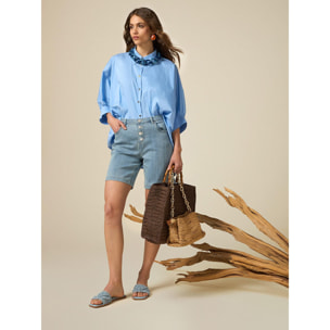 Oltre - Shorts in denim stone bleached - Azzurro