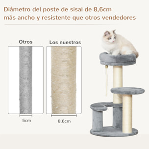 árbol Rascador para Gatos de Felpa y Sisal ÃÂ¤40x65cm Gris