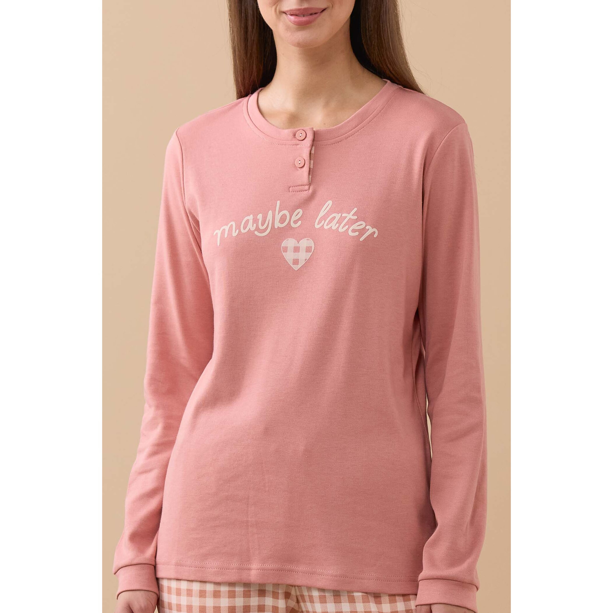 Pigiama donna maybe in caldo cotone con collo due bottoni Noidinotte