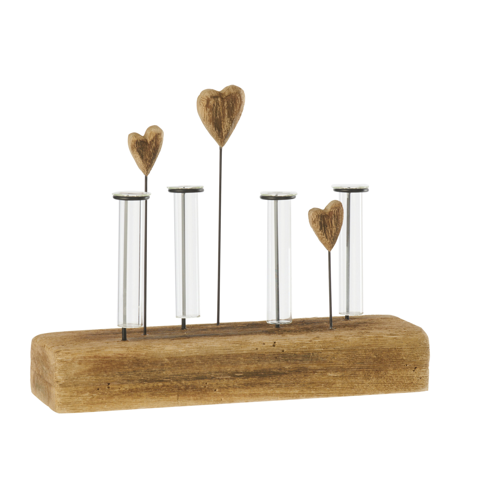 J-Line Vase 4 Tubes - bois - naturel