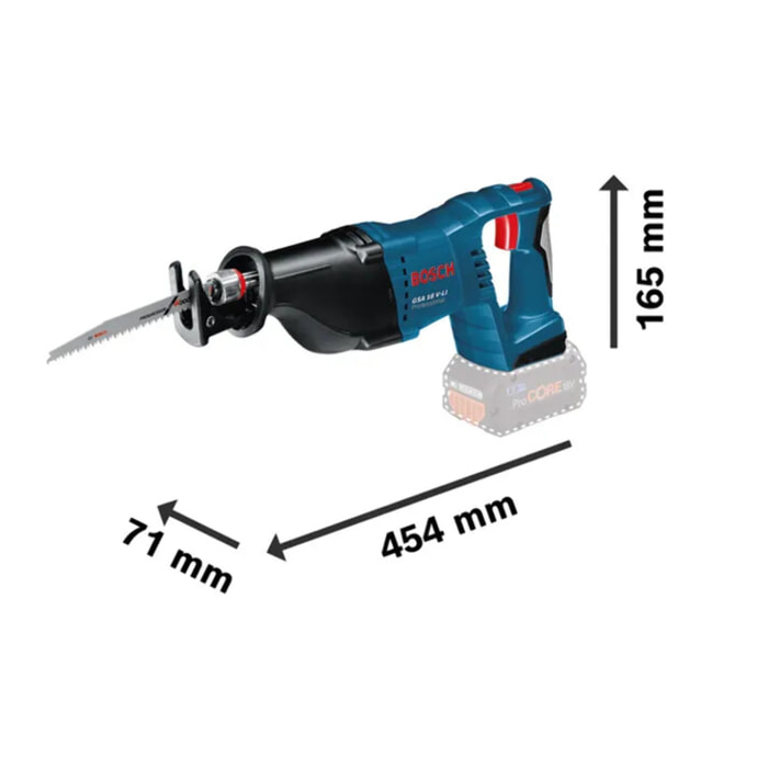 Scie sabre sans fil - Sans batterie, ni chargeur - BOSCH GSA 18 V-LI solo en coffret L-Boxx - 060164J007