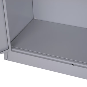 Armoire de bureau métal verrouillable 2 portes étagère gris