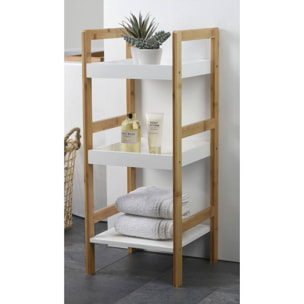 Well home estantería de baño con 3 estantes en mdf y patas de bambú h.72cm