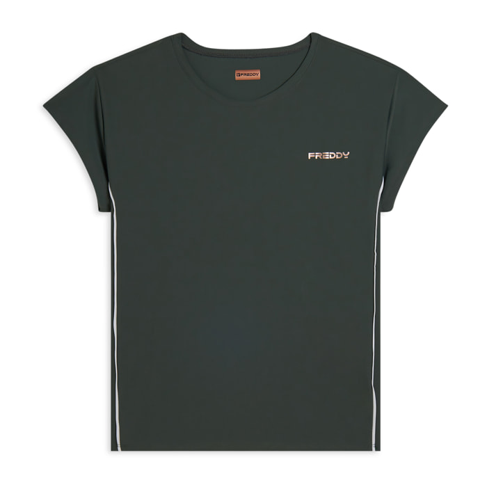 T-shirt tecnica con maniche ad aletta e profili a contrasto