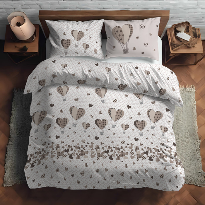 Parure copripiumino mongolfiera beige