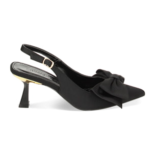 Décolleté slingback nere, tacco 8 cm