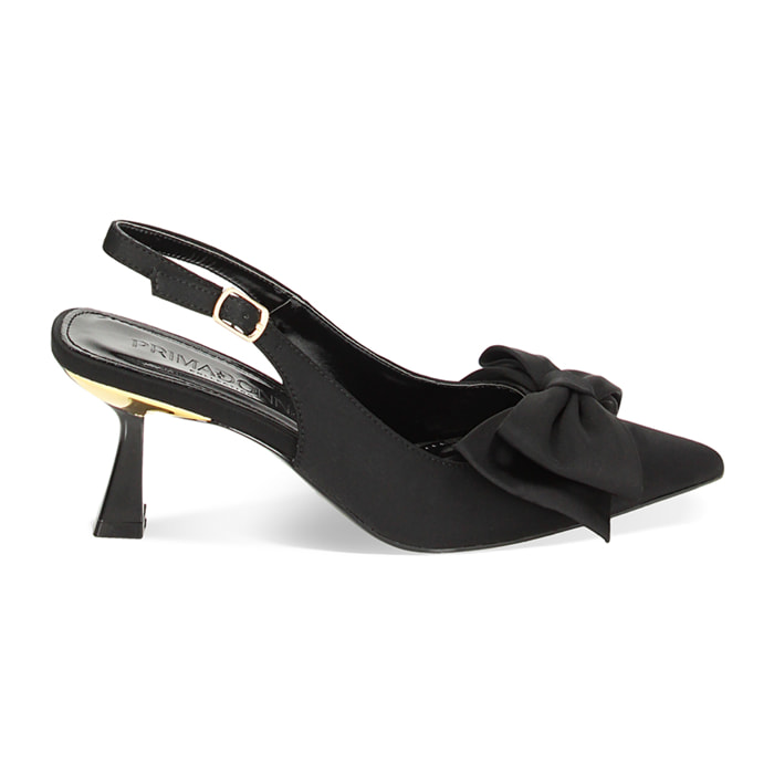 Décolleté slingback nere, tacco 8 cm